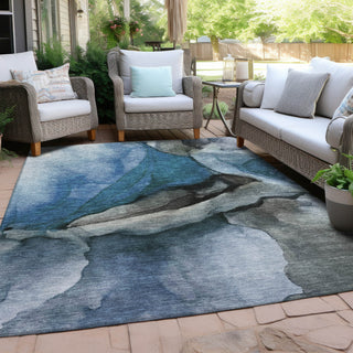 Piper Looms Chantille Abstract ACN1937 Blue Machine Washable Area Rug Outdoor Lifestyle Image Feature