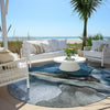 Piper Looms Chantille Abstract ACN1937 Blue Machine Washable Area Rug Round Outdoor Lifestyle Image Feature