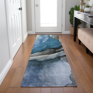 Piper Looms Chantille Abstract ACN1937 Blue Machine Washable Area Rug Runner Lifestyle Image Feature