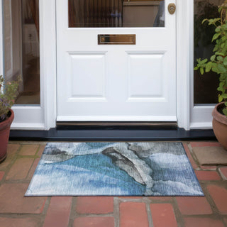 Piper Looms Chantille Abstract ACN1937 Blue Machine Washable Area Rug Scatter Outdoor Lifestyle Image Feature