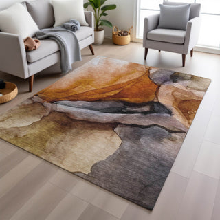 Piper Looms Chantille Abstract ACN1937 Paprika Machine Washable Area Rug Lifestyle Image Feature
