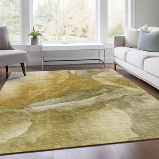 Piper Looms Chantille Abstract ACN1937 Wheat Machine Washable Area Rug Lifestyle Image Feature
