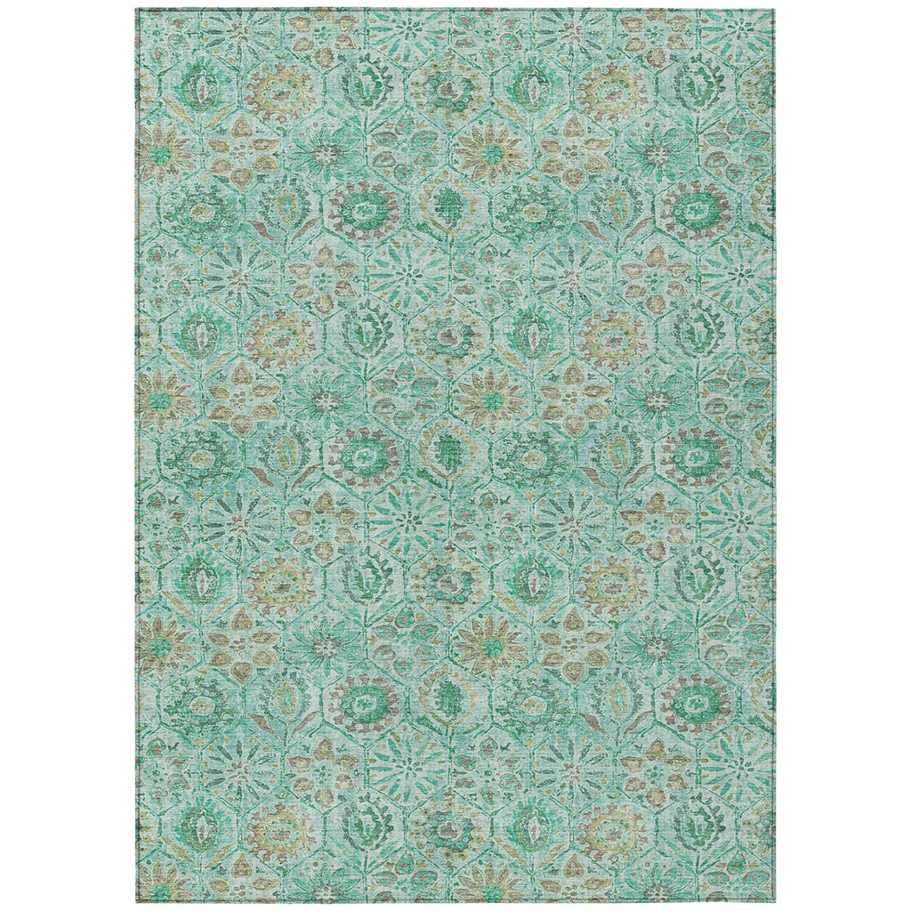 Piper Looms Chantille Floral ACN1938 Aqua Machine Washable Area Rug main image