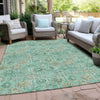 Piper Looms Chantille Floral ACN1938 Aqua Machine Washable Area Rug Outdoor Lifestyle Image Feature