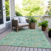 Piper Looms Chantille Floral ACN1938 Aqua Machine Washable Area Rug Outdoor Lifestyle Image Feature