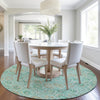 Piper Looms Chantille Floral ACN1938 Aqua Machine Washable Area Rug Round Lifestyle Image Feature