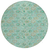 Piper Looms Chantille Floral ACN1938 Aqua Machine Washable Area Rug Round Main Image