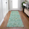 Piper Looms Chantille Floral ACN1938 Aqua Machine Washable Area Rug Runner Lifestyle Image Feature
