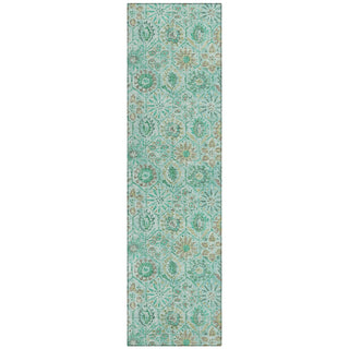 Piper Looms Chantille Floral ACN1938 Aqua Machine Washable Area Rug Runner Main Image