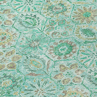 Piper Looms Chantille Floral ACN1938 Aqua Machine Washable Area Rug Swatch Image