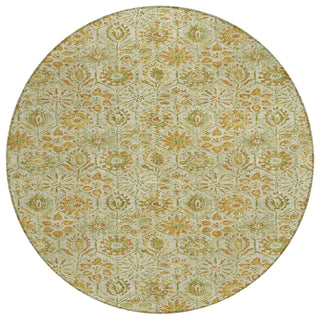 Piper Looms Chantille Floral ACN1938 Beige Machine Washable Area Rug Round Main Image