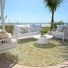 Piper Looms Chantille Floral ACN1938 Beige Machine Washable Area Rug Round Outdoor Lifestyle Image Feature