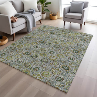 Piper Looms Chantille Floral ACN1938 Green Machine Washable Area Rug Lifestyle Image Feature