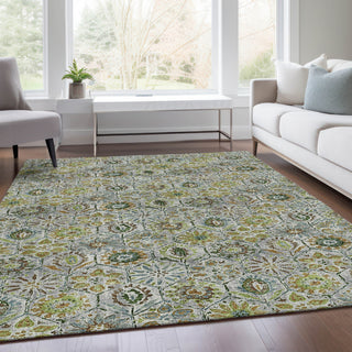 Piper Looms Chantille Floral ACN1938 Green Machine Washable Area Rug Lifestyle Image Feature