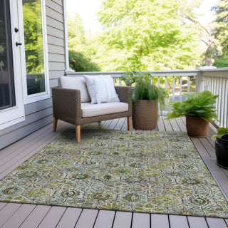 Piper Looms Chantille Floral ACN1938 Green Machine Washable Area Rug Outdoor Lifestyle Image Feature