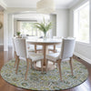 Piper Looms Chantille Floral ACN1938 Green Machine Washable Area Rug Round Lifestyle Image Feature