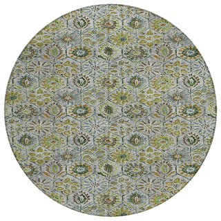 Piper Looms Chantille Floral ACN1938 Green Machine Washable Area Rug Round Main Image