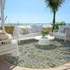 Piper Looms Chantille Floral ACN1938 Green Machine Washable Area Rug Round Outdoor Lifestyle Image Feature