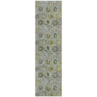 Piper Looms Chantille Floral ACN1938 Green Machine Washable Area Rug Runner Main Image