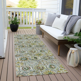 Piper Looms Chantille Floral ACN1938 Green Machine Washable Area Rug Runner Outdoor Lifestyle Image Feature