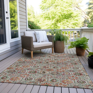 Piper Looms Chantille Floral ACN1938 Paprika Machine Washable Area Rug Outdoor Lifestyle Image Feature