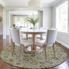 Piper Looms Chantille Floral ACN1938 Pewter Machine Washable Area Rug Round Lifestyle Image Feature