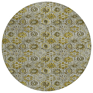Piper Looms Chantille Floral ACN1938 Pewter Machine Washable Area Rug Round Main Image