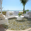 Piper Looms Chantille Floral ACN1938 Pewter Machine Washable Area Rug Round Outdoor Lifestyle Image Feature