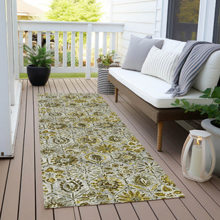 Piper Looms Chantille Floral ACN1938 Pewter Machine Washable Area Rug Runner Outdoor Lifestyle Image Feature