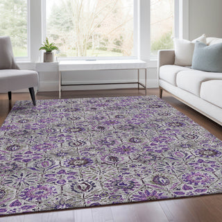 Piper Looms Chantille Floral ACN1938 Purple Machine Washable Area Rug Lifestyle Image Feature