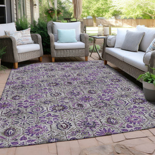 Piper Looms Chantille Floral ACN1938 Purple Machine Washable Area Rug Outdoor Lifestyle Image Feature