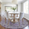 Piper Looms Chantille Floral ACN1938 Purple Machine Washable Area Rug Round Lifestyle Image Feature