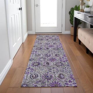 Piper Looms Chantille Floral ACN1938 Purple Machine Washable Area Rug Runner Lifestyle Image Feature