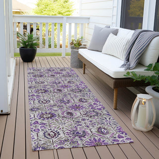 Piper Looms Chantille Floral ACN1938 Purple Machine Washable Area Rug Runner Outdoor Lifestyle Image Feature