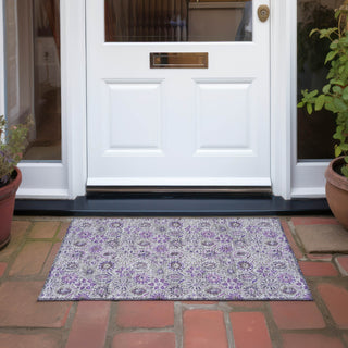 Piper Looms Chantille Floral ACN1938 Purple Machine Washable Area Rug Scatter Outdoor Lifestyle Image Feature