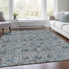 Piper Looms Chantille Floral ACN1938 Teal Machine Washable Area Rug Lifestyle Image Feature