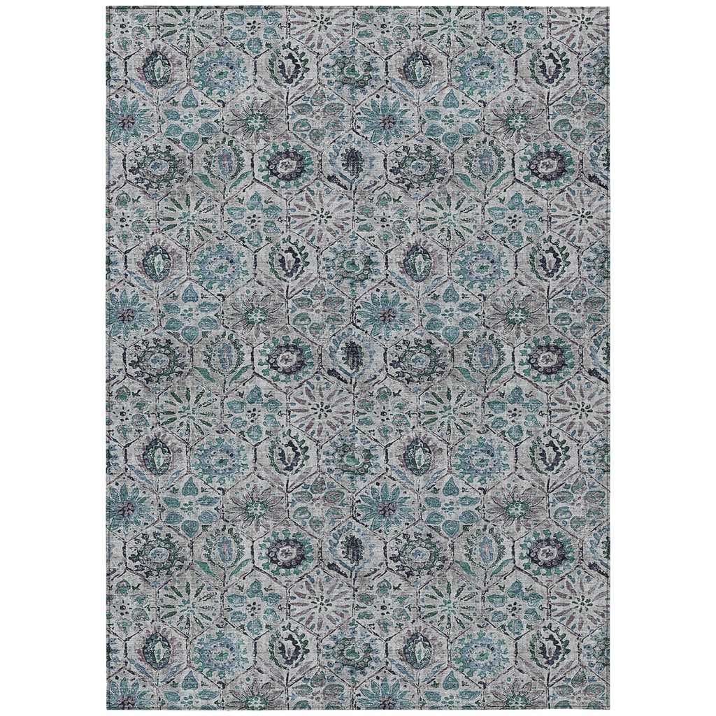 Piper Looms Chantille Floral ACN1938 Teal Machine Washable Area Rug main image