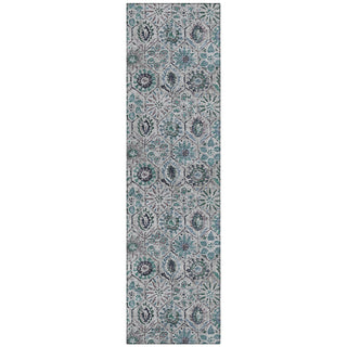 Piper Looms Chantille Floral ACN1938 Teal Machine Washable Area Rug Runner Main Image