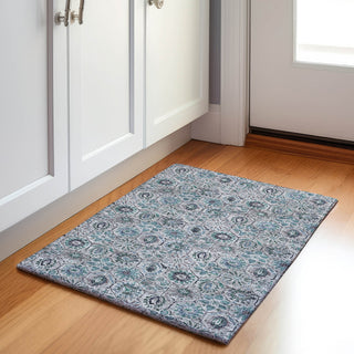 Piper Looms Chantille Floral ACN1938 Teal Machine Washable Area Rug Scatter Lifestyle Image Feature