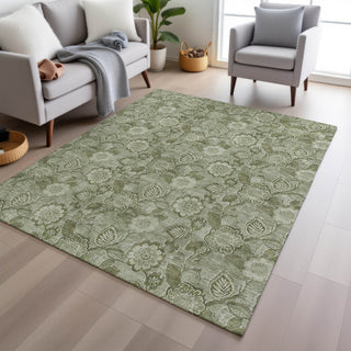Piper Looms Chantille Floral ACN1939 Aloe Machine Washable Area Rug Lifestyle Image Feature