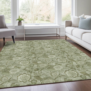 Piper Looms Chantille Floral ACN1939 Aloe Machine Washable Area Rug Lifestyle Image Feature