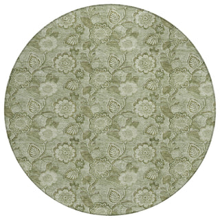 Piper Looms Chantille Floral ACN1939 Aloe Machine Washable Area Rug Round Main Image