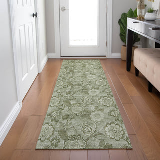 Piper Looms Chantille Floral ACN1939 Aloe Machine Washable Area Rug Runner Lifestyle Image Feature