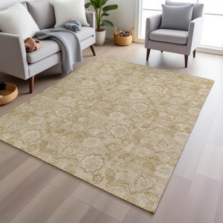 Piper Looms Chantille Floral ACN1939 Beige Machine Washable Area Rug Lifestyle Image Feature