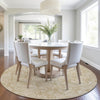 Piper Looms Chantille Floral ACN1939 Beige Machine Washable Area Rug Round Lifestyle Image Feature