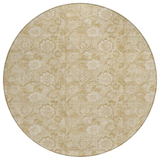 Piper Looms Chantille Floral ACN1939 Beige Machine Washable Area Rug Round Main Image