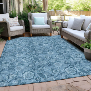 Piper Looms Chantille Floral ACN1939 Blue Machine Washable Area Rug Outdoor Lifestyle Image Feature