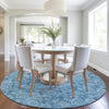 Piper Looms Chantille Floral ACN1939 Blue Machine Washable Area Rug Round Lifestyle Image Feature