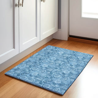 Piper Looms Chantille Floral ACN1939 Blue Machine Washable Area Rug Scatter Lifestyle Image Feature