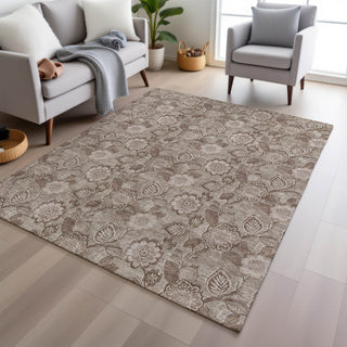 Piper Looms Chantille Floral ACN1939 Brown Machine Washable Area Rug Lifestyle Image Feature